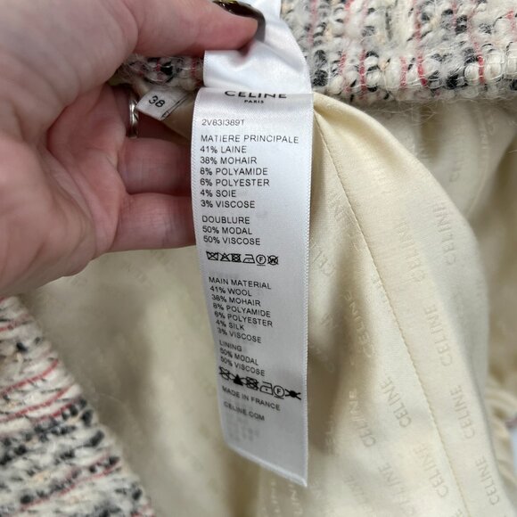 $3950 Celine Ivory Multi Wool Collarless Jacket size FR 38/6 - Picture 9 of 9